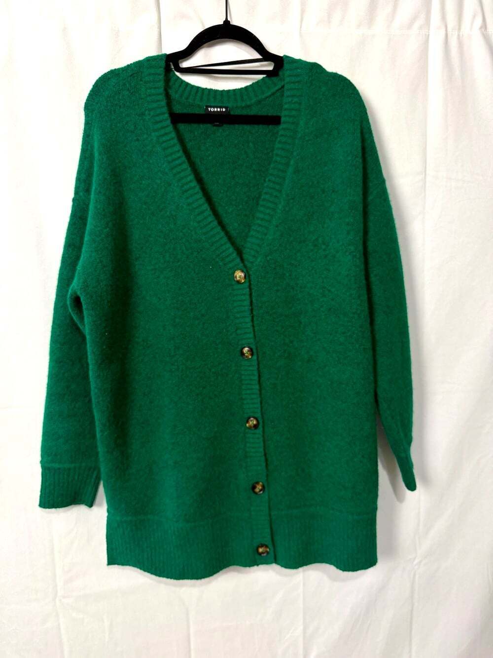 Torrid Green V-Neck Soft Button Up Cardigan Sweater Plus Size Oversized Sz 00